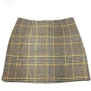 Forever 21 Plaid Wool Work Mini Skirt Mustard Cream Brown (S)